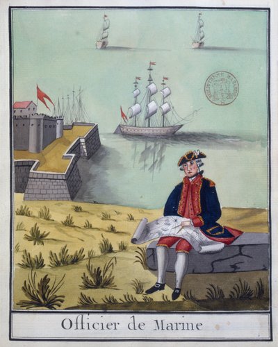 The Marine Officer, from a Series of French Military Costumes, 1768 by French School